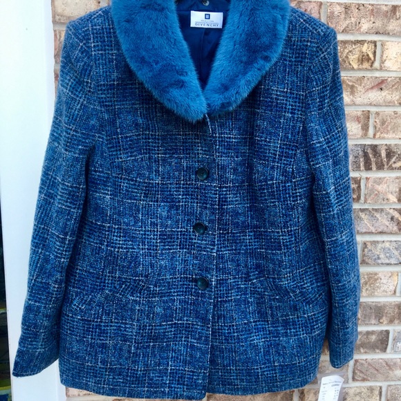 1980s Vintage $4,500 Blue Faux Fur Wool Selection De Givenchy Coat - Picture 7 of 15